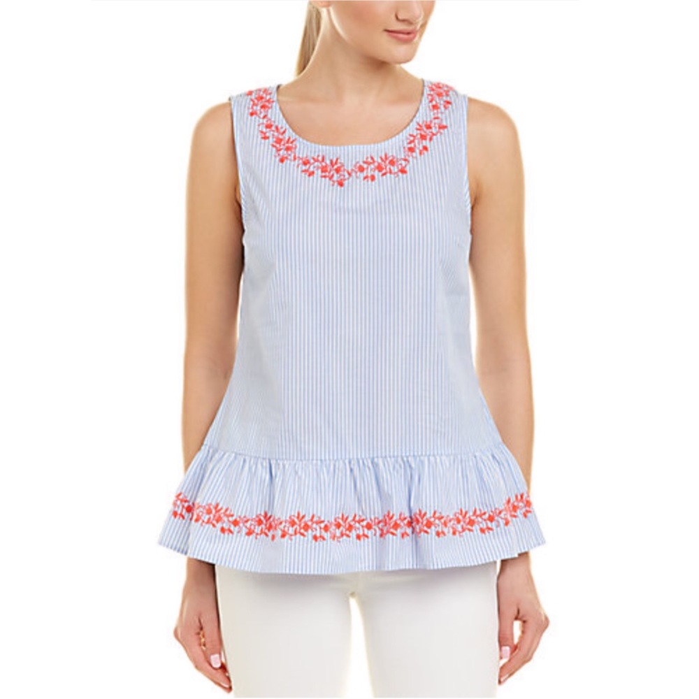 Sail to Sable Striped Embroidered Top S